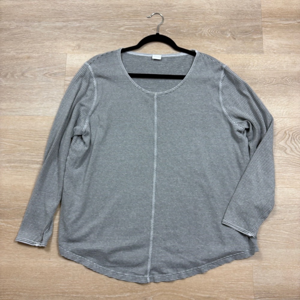 Poetry Organic Hemp/Cotton Striped Scoop Neck Long Sleeve Top Women's 16